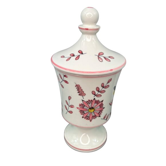 Vintage Lady Fair by Royal Sealy Japan Floral MCM Pedestal Candy Jar With Lid - Picture 1 of 9